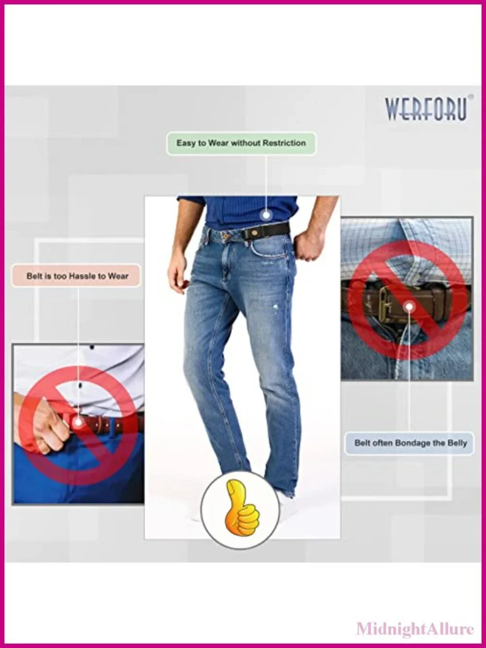 No Buckle Stretch Side Belt Elastic Adjustable Belt for Jeans Pants